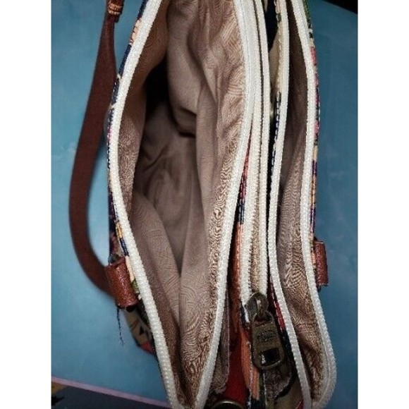 SAKROOTS Shoulder Bag BOHO FLOWER POWER Maroon Crimson Peace Floral EXCELLENT - Picture 9 of 15